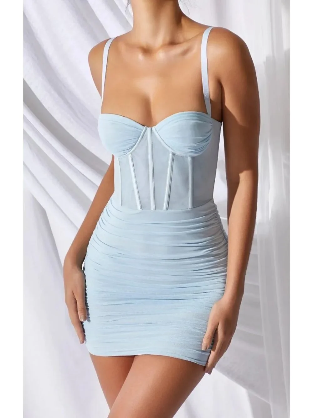 oh polly corset mini dress Oh Polly embellished floral corset waist mini dress in blue